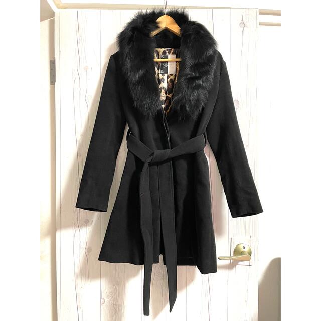 Rady フォックスファー ロングコート ウエストリボン ウール 【お