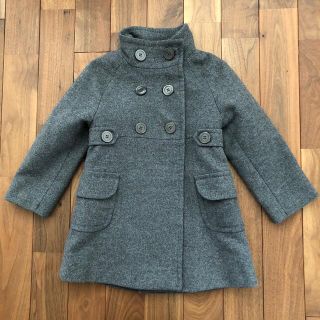 ザラキッズ(ZARA KIDS)のザラキッズ スタンドカラーウールコート チェスターコート ダークグレー アウター(コート)