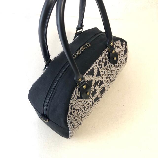ミナペルホネン*まあるい横長ボストン*forest tile*持ち手Bタイプ ミナペルホネン*まあるい横長ボストン*forest tile*持ち手Bタイプ