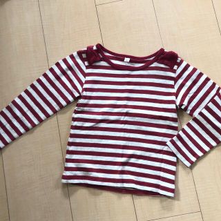 【美品】女の子110 長袖 トップス 赤 ボーダー 数回着用(Tシャツ/カットソー)