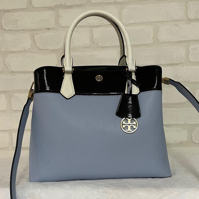 【青】美品 Tory Burch ショルダー付き ハンドバッグ