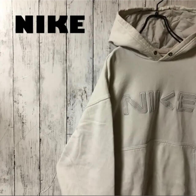 80s 90s NIKE ナイキ　パーカー　フーディー　デカロゴ　ビックロゴ　白