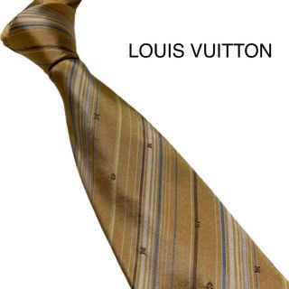 ルイヴィトン(LOUIS VUITTON)の美品　ルイ　ヴィトン　ネクタイ　モノグラム　ストライプ　光沢(ネクタイ)