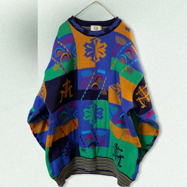 COOGI(クージー)のmodighani 古着 3Dニット coogi風 ヴィンテージ 90s メンズのトップス(ニット/セーター)の商品写真