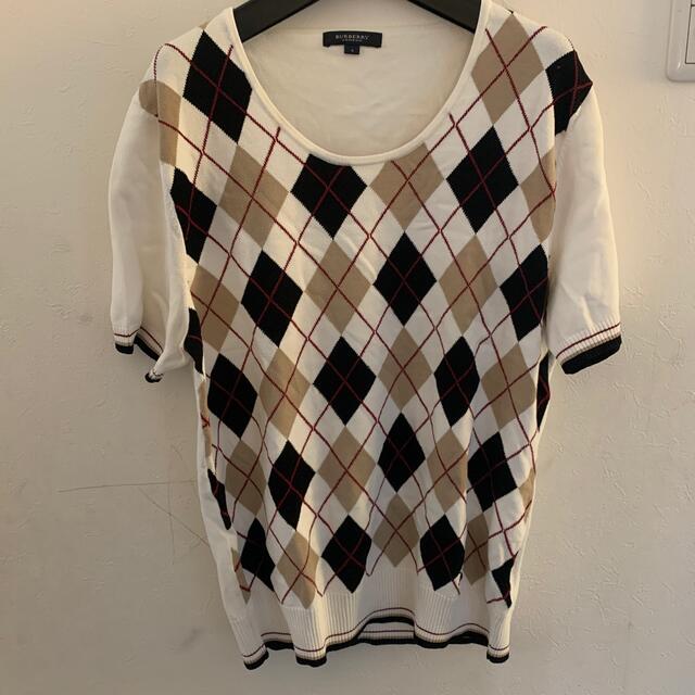 BURBERRY(バーバリー)のバーバリー　アーガイル　サマーニット レディースのトップス(Tシャツ(半袖/袖なし))の商品写真