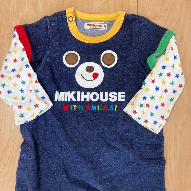 mikihouse(ミキハウス)の【タイムセール❗️】ミキハウス　長袖ロンパース　80センチ　2枚セット キッズ/ベビー/マタニティのベビー服(~85cm)(ロンパース)の商品写真