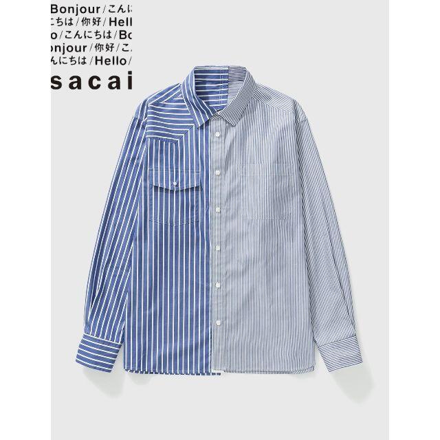 SACAI コットンストライプ ポプリンシャツNavYandCo