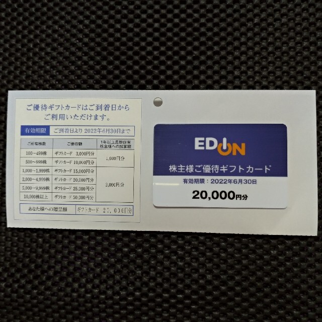 エディオン　株主優待　20000円分