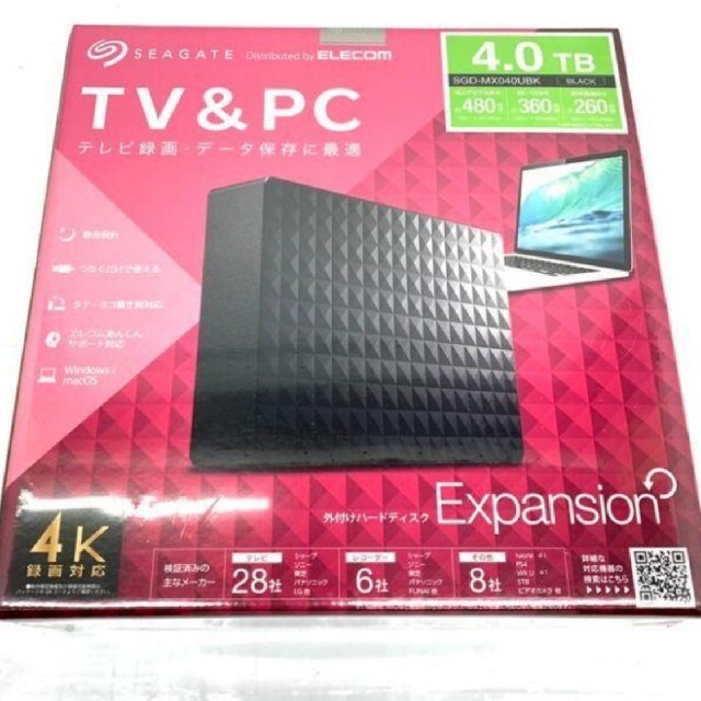 1台外付けHDD 4tb 　TV録画　PCデータ保存に　SGD-MX040UBK