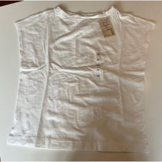 ムジルシリョウヒン(MUJI (無印良品))の無印　フレンチスリーブ　Tシャツ　コットン　白　ホワイト　オーガニック　新品(Tシャツ(半袖/袖なし))