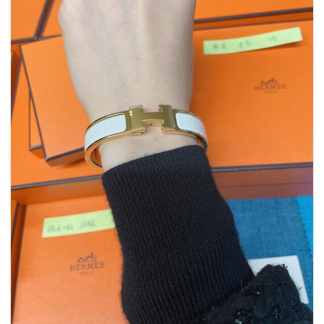 ◇高品質 HERMES バングル クリッククラックPM ホワイト×ゴールド