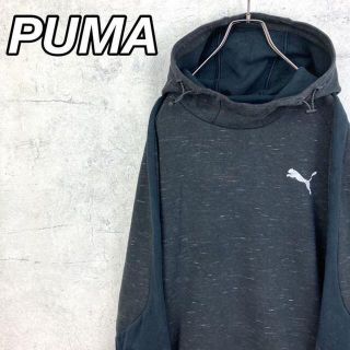 プーマ(PUMA)の希少 90s プーマ パーカー ビッグシルエット プリントロゴ 黒色 XL 美品(パーカー)