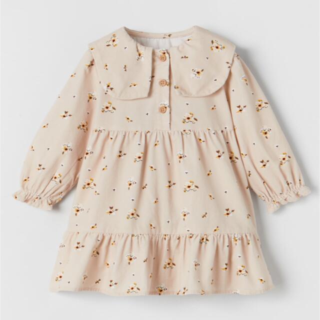 ZARA KIDS(ザラキッズ)のザラ ベビー ピーターパン コーデュロイ フラワー ワンピース キッズ/ベビー/マタニティのキッズ服女の子用(90cm~)(ワンピース)の商品写真