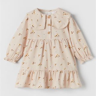 ザラキッズ(ZARA KIDS)のザラ ベビー ピーターパン コーデュロイ フラワー ワンピース(ワンピース)