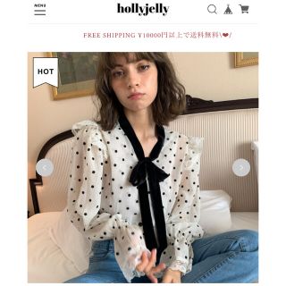 ディーホリック(dholic)のhollyjelly シアードットブラウス(シャツ/ブラウス(長袖/七分))