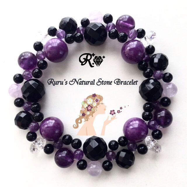 心を落ち着ける紫石フォスフォシデライト☆ルルの 天然石 ブレスレット ハンドメイドのアクセサリー(ブレスレット/バングル)の商品写真