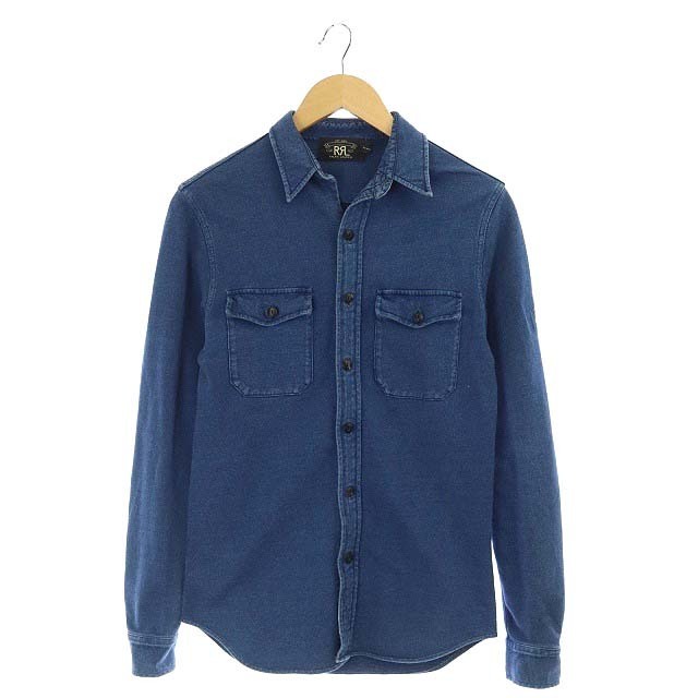 ダブルアールエル RRL INDIGO KNITシャツ 長袖 デニムライク - シャツ