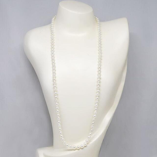 レディース美品 K18WG 真珠連 パール連 パール ロングネックレス　約 80cm