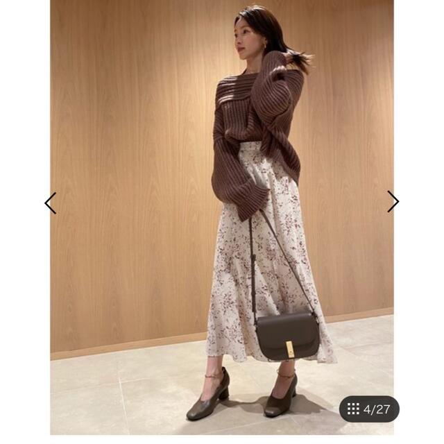 snidel ONLINE限定 アシメケーブルニット×プリントスカートセット