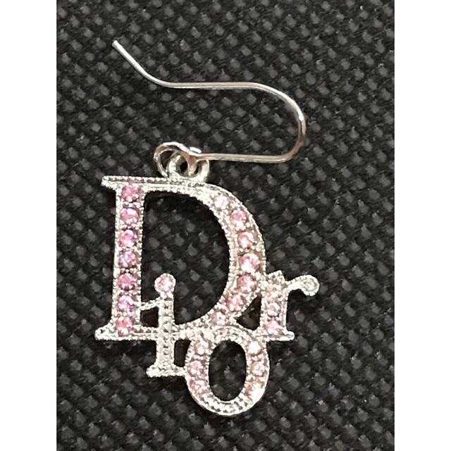 クリスチャンディオール Dior シルバーピンクラインストーン 片耳