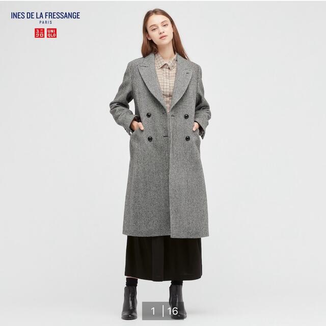 ツイードコートUNIQLO INES イネス　ツイードコート　ウールブレンド