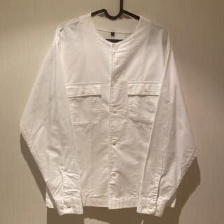 ムジルシリョウヒン(MUJI (無印良品))の美品◎ 無印良品　メンズ　ノーカラーシャツジャケット　白(ノーカラージャケット)