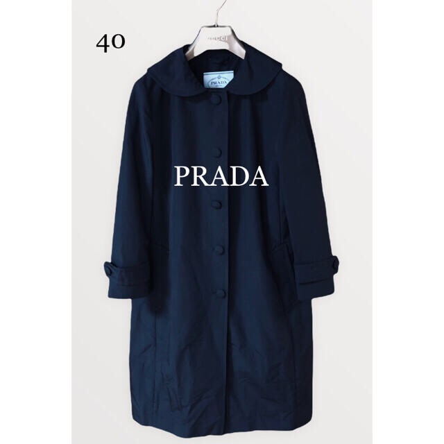 カラーブラック◆美品◆PRADA◆ナイロンコート◆ラウンドカラー◆ブラック◆Ａライン