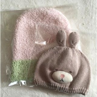 カシウエア(kashwere)の★美品★2点  カシウェア ベビーキャップ ピンク(帽子)