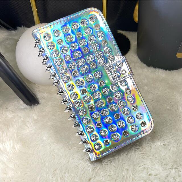 iPhoneケース　スマホケース　スタッズ　ラインストーン　手帳型　かっこいい スマホ/家電/カメラのスマホアクセサリー(iPhoneケース)の商品写真