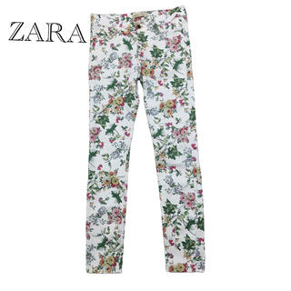 ザラ(ZARA)のZARA 花柄　白　ズボン　サイズ36 レディース(カジュアルパンツ)