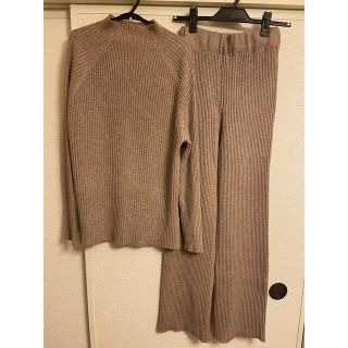 ニット　セットアップ　パンツ　モックネック　ブラウン　新品(セット/コーデ)