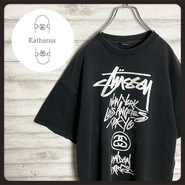 【希少デザイン】ステューシー両面プリントワールドツアービックサイズTシャツ