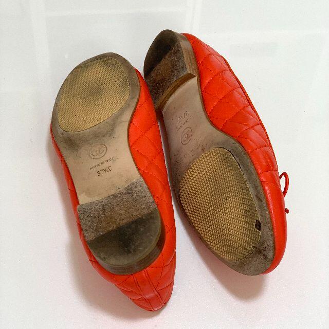 2837 シャネル ココマーク レザー フラットシューズ レッド 2837 シャネル ココマーク レザー フラットシューズ レッド