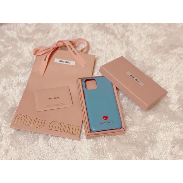 美品★miumiu iPhone11pro スマホケース マドラスレザー ブルー