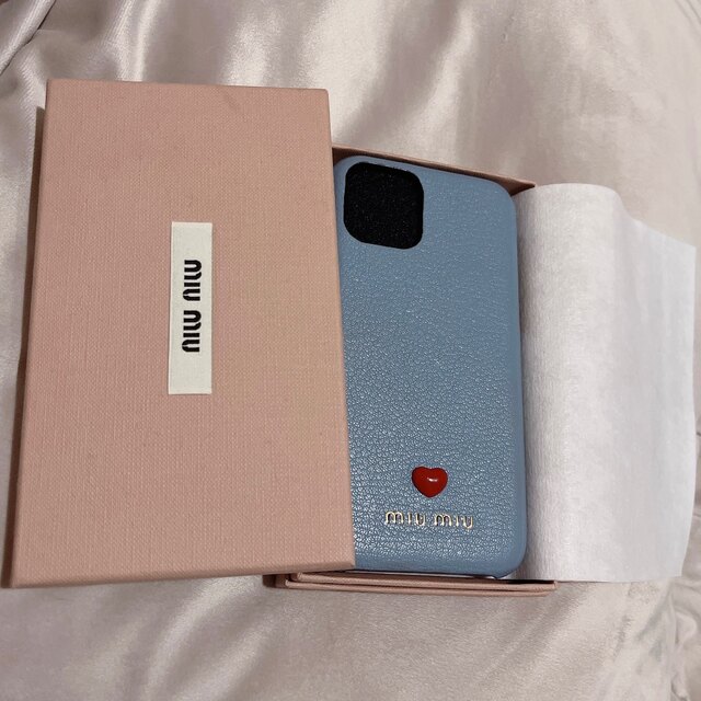 美品★miumiu iPhone11pro スマホケース マドラスレザー ブルー