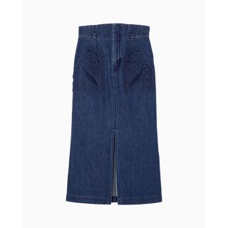 マメ(mame)のmame Embroidered Denim Skirt(ロングスカート)