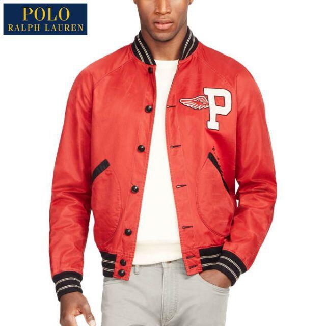 POLO RALPH LAUREN(ポロラルフローレン)のレア　ポロ ラルフローレン リバーシブル VARSITY スタジャン Pウイング メンズのジャケット/アウター(スカジャン)の商品写真