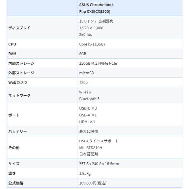 ASUS(エイスース)のASUS　エイスース　ノートパソコン Chromebook Flip CX5 スマホ/家電/カメラのPC/タブレット(ノートPC)の商品写真