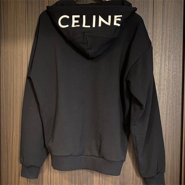 CELINE セリーヌ　パーカー プリント ジップ付き ルーズフーディ  ロゴ