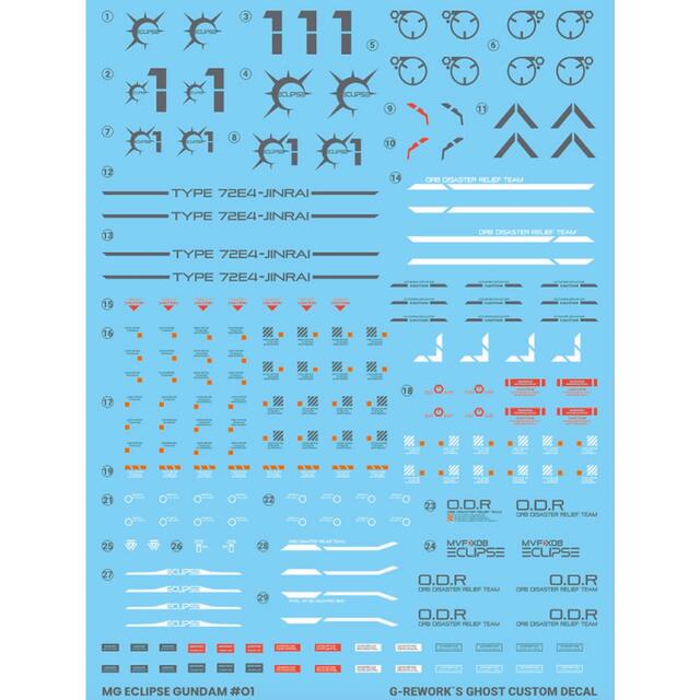 最新 G-REWORK製 水転写式 デカール MG エクリプスガンダム エンタメ/ホビーのおもちゃ/ぬいぐるみ(模型/プラモデル)の商品写真