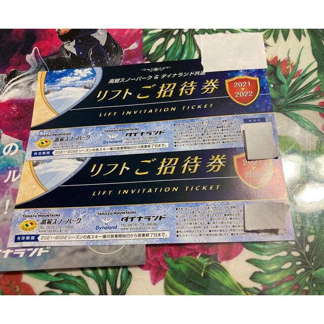 高鷲スノーパーク＆ダイナランド共通 リフト招待券 ２枚 チケットの施設利用券(スキー場)の商品写真
