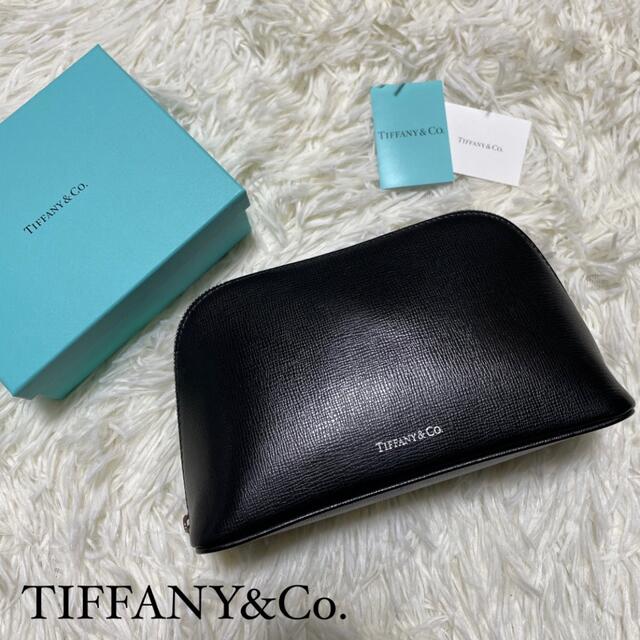 美品♡完売品　TIFFANY&Co.　ドームポーチ　レザー　シルバー金具　黒ファッション小物