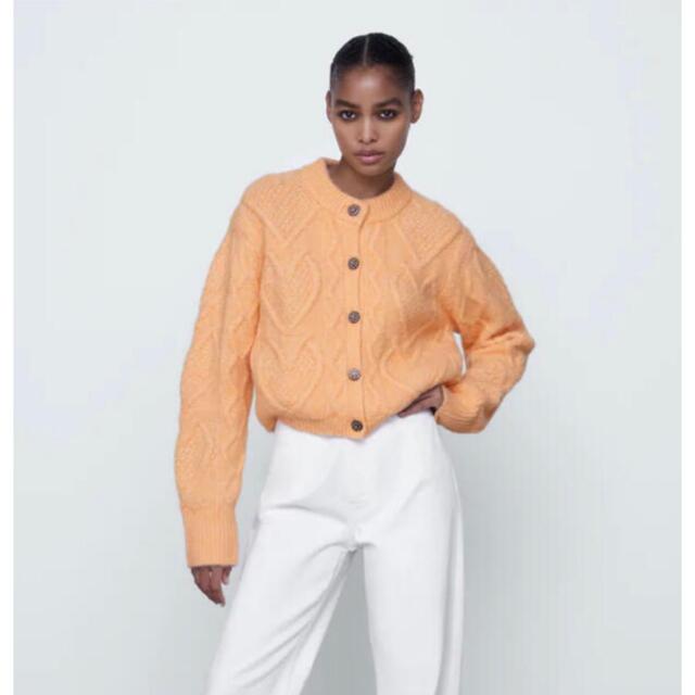 ZARA ビジューボタンケーブルニットカーディガン ザラ - ニット