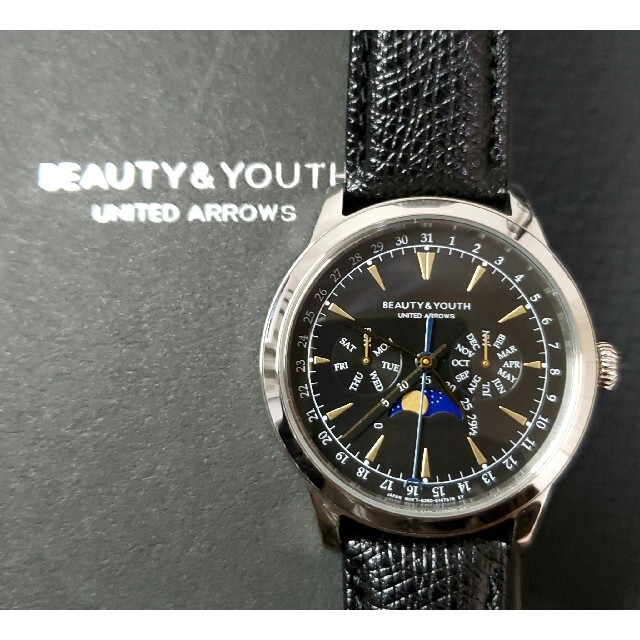 BEAUTY&YOUTH UNITED ARROWS(ビューティアンドユースユナイテッドアローズ)のほぼ未使用品 beauty&youth united arrow ムーンフェイズ メンズの時計(腕時計(アナログ))の商品写真