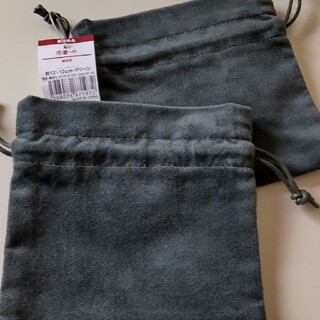 ムジルシリョウヒン(MUJI (無印良品))の無印良品　綿別珍　２個セット　巾着・小  約12x12cm　グリーン(ポーチ)