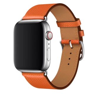 AppleWatch アップルウォッチ バンド レザーベルト オレンジ 橙(腕時計)