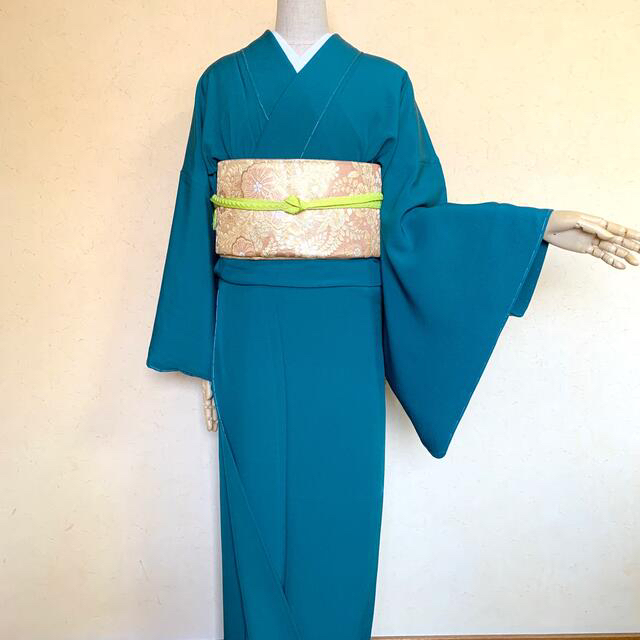 トールサイズ】鈴乃屋 正絹 色無地 高麗納戸色 紋無し 袷着物 ① トールサイズ】鈴乃屋 正絹 色無地 高麗納戸色 紋無し 袷着物 ①