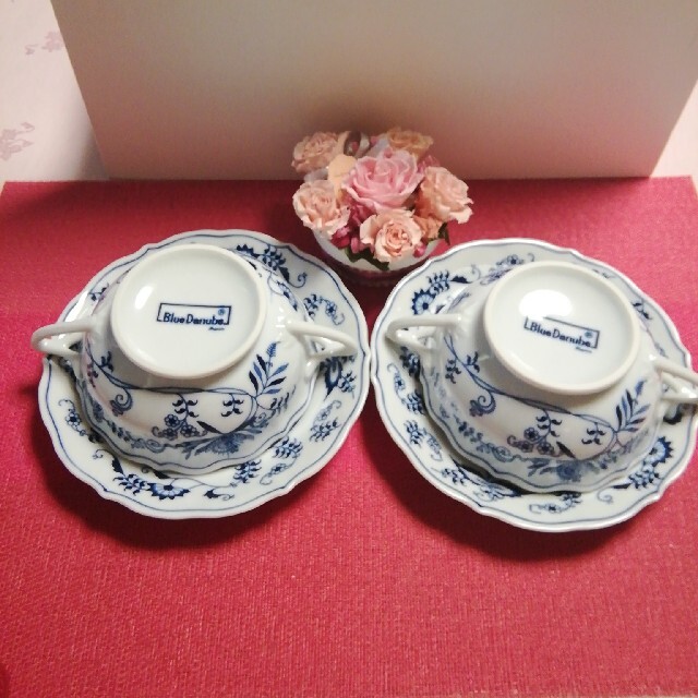ブルーダニューブBlue Danube スープカップ&ソーサー2客セットの ブルーダニューブBlue Danube スープカップ&ソーサー2客セットの