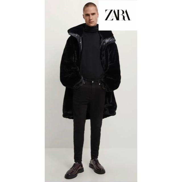 最終値下げ 大特価【ZARA】ブラック フードコートファーコート ...