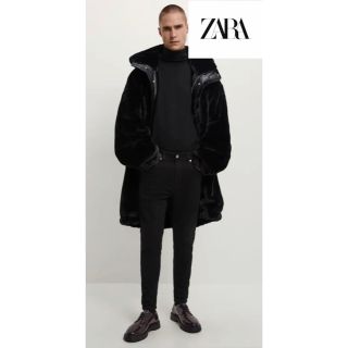 ザラ(ZARA)の最終値下げ　大特価【ZARA】ブラック フードコートファーコート(チェスターコート)